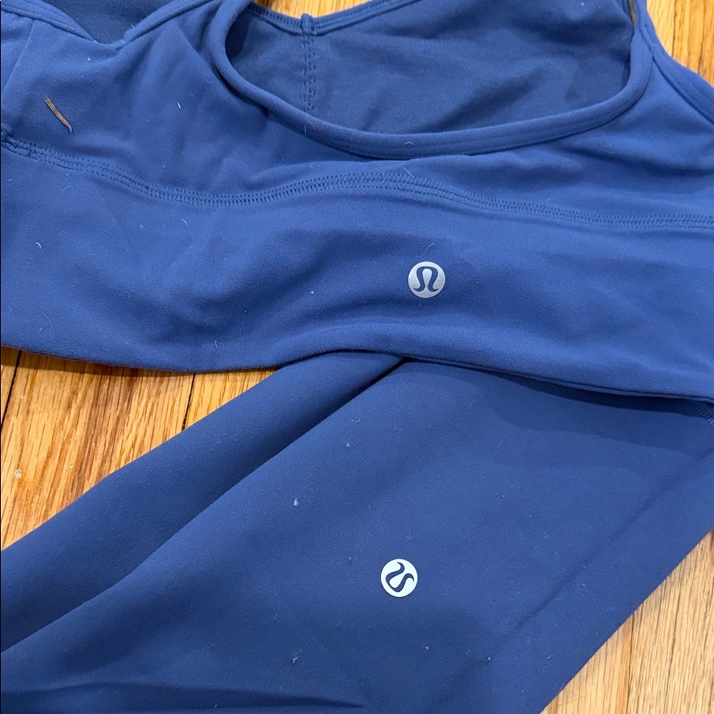 lululemon athletica blue leggings & sports bra set - Picture 2 of 2